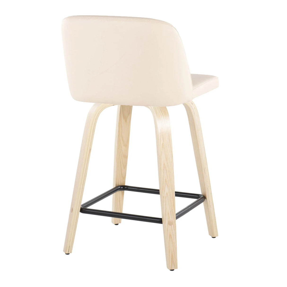 Toriano - Contemporary Modern Design Fixed Height Counter Stool With Swivel With Square Footrest (Set of 2) - Furniture Home Direct