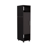 Wardrobe With Mirror and Hanging Rod on Casters Black - Furniture Home Direct