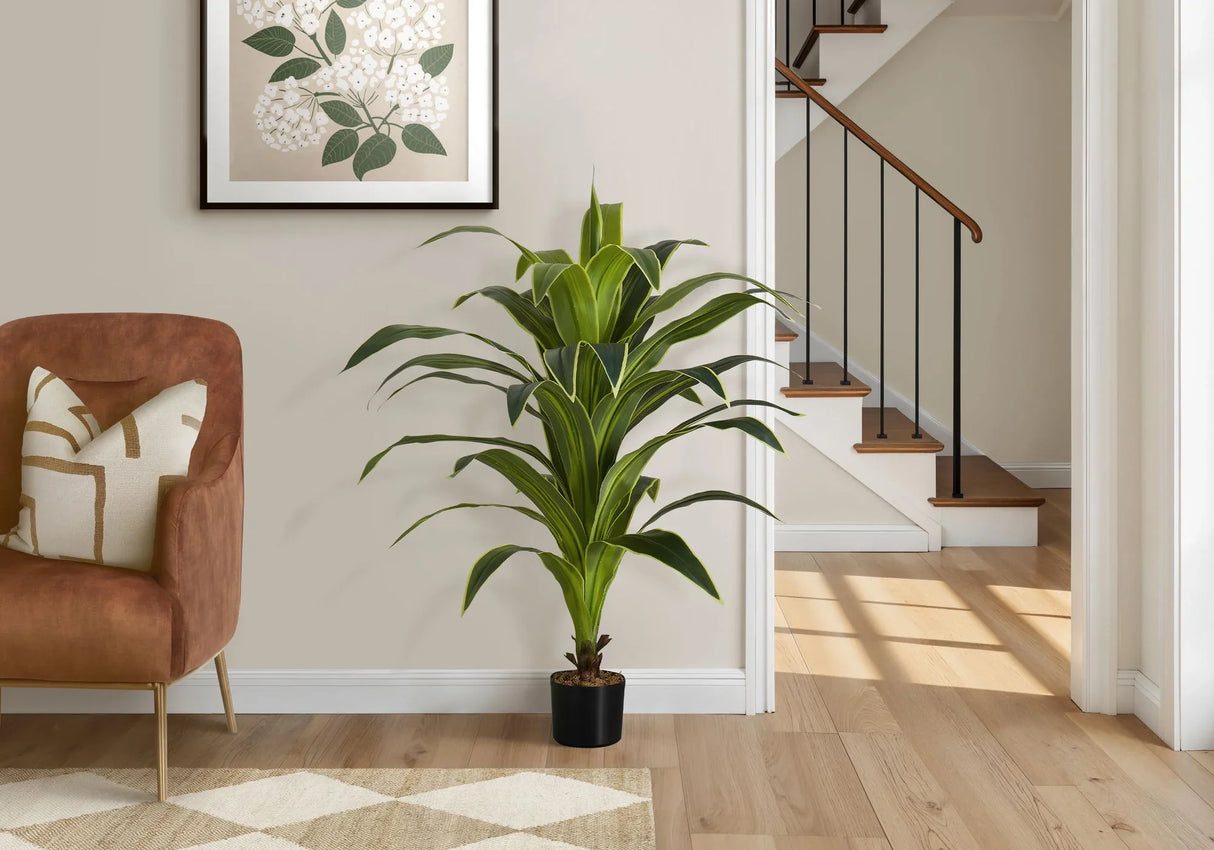 47" Tall, Artificial Plant, Dracaena Tree, Indoor, Faux, Fake, Floor, Greenery, Potted, Real Touch, Decorative - Green / Black - Furniture Home Direct