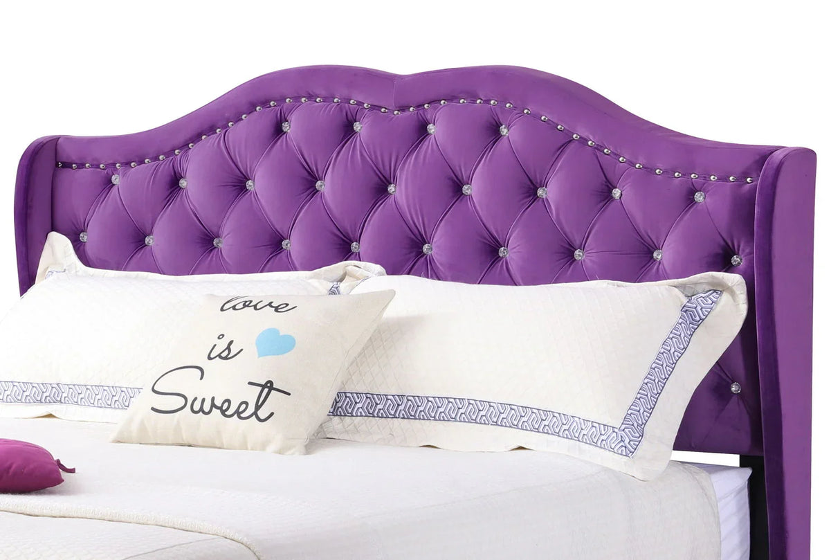 Upholstered Velvet Bed Transitional - Furniture Home Direct