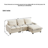 Modern Comfy Chenille L Shaped Sectional Sofa With Movable Ottoman - Furniture Home Direct