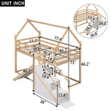 Twin Over Twin House Loft Or Bunk Bed With Slide And Staircase - Furniture Home Direct