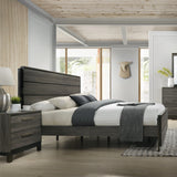 King Bedroom Set Modern Wood Dresser Mirror Nightstands Gray - Furniture Home Direct