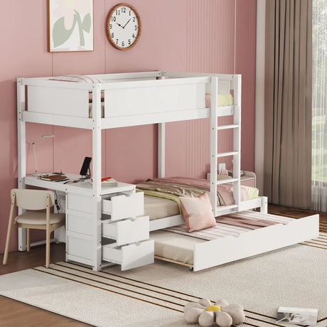Bunk Bed With Twin Size Trundle, Storage And Desk - Furniture Home Direct