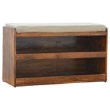 Pull Out Shoe Bench - Chestnut / Mud Linen - Furniture Home Direct