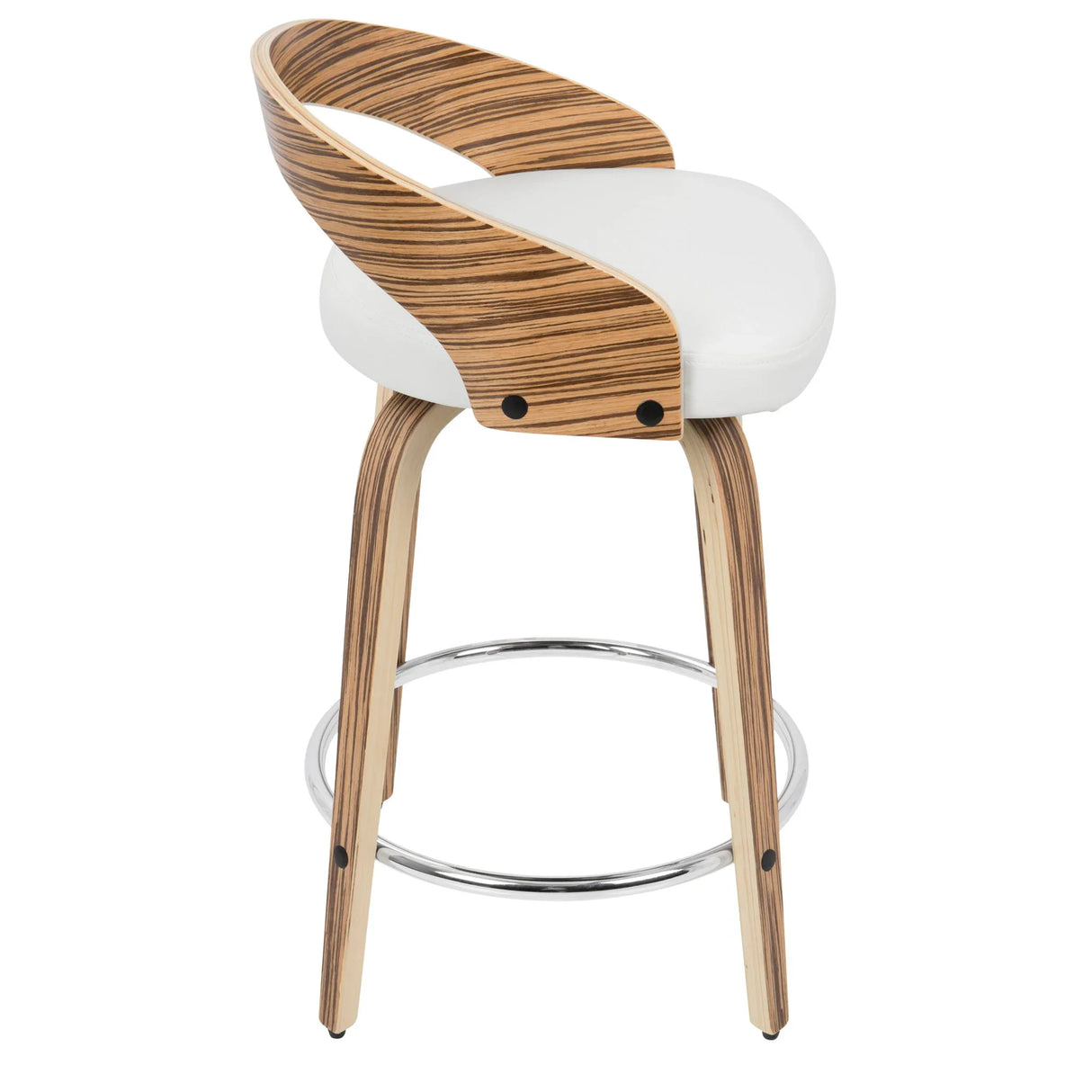 Grotto - Contemporary Fixed Height Counter Stool & Swivel With Round Footrest (Set of 2) - Furniture Home Direct