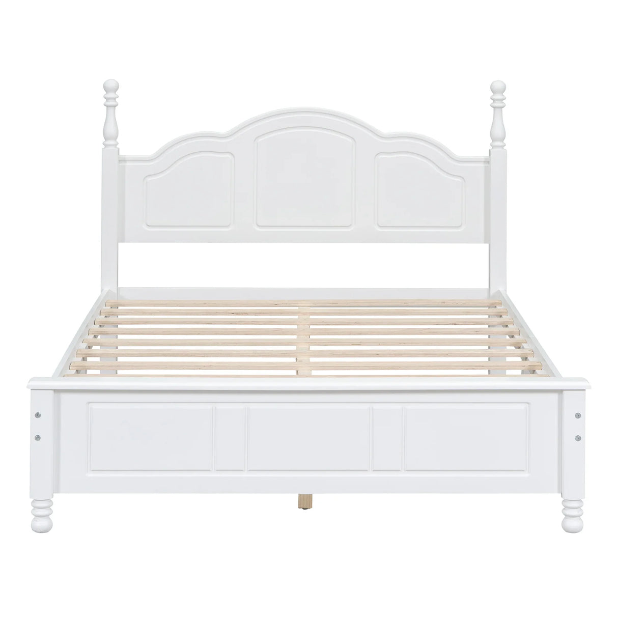 Platform Bed Full Size Wood Slat Support Headboard White - Furniture Home Direct