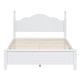 Platform Bed Full Size Wood Slat Support Headboard White - Furniture Home Direct