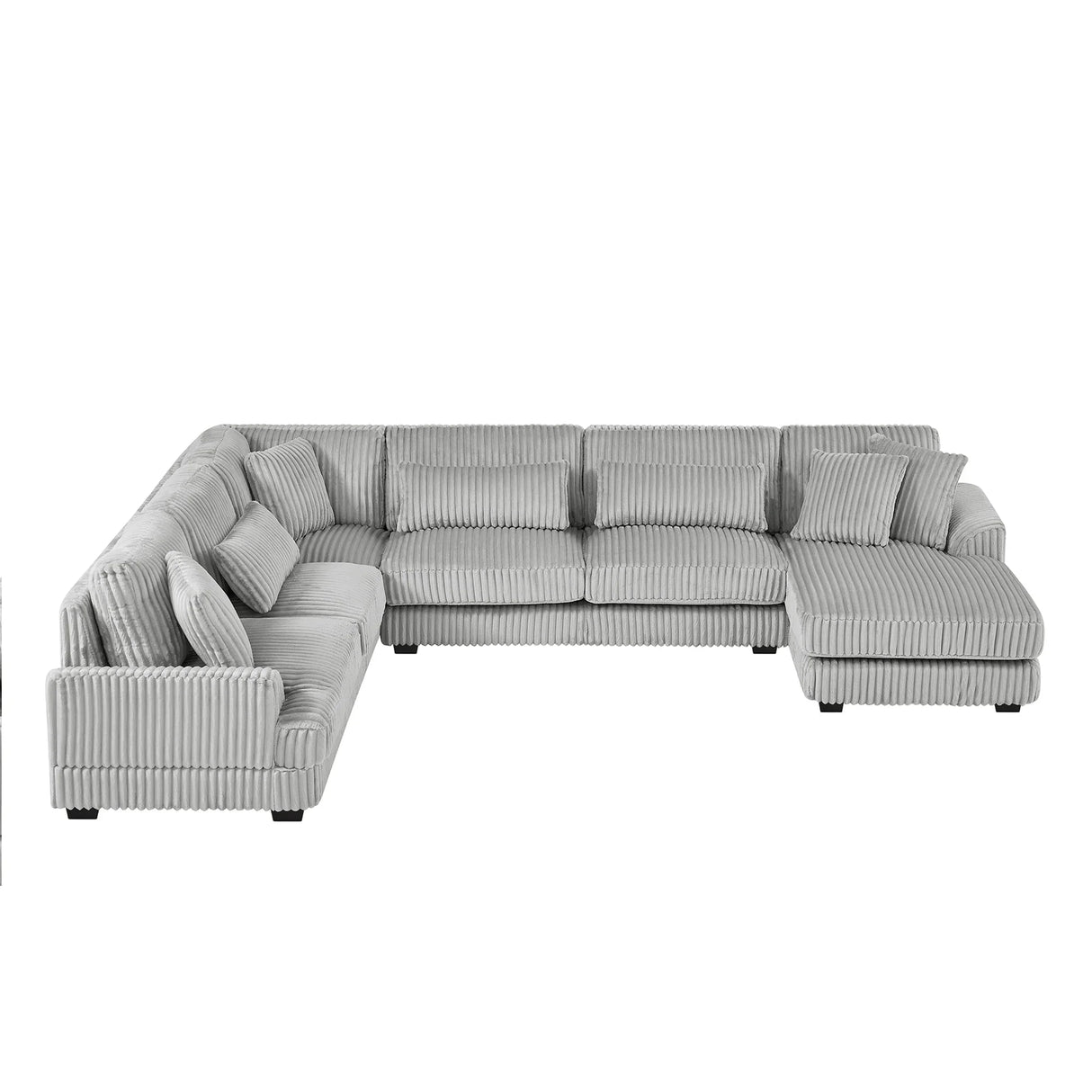 Sectional Sofa Oversized U Shaped Corduroy Fabric Gray - Furniture Home Direct