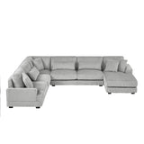 Sectional Sofa Oversized U Shaped Corduroy Fabric Gray - Furniture Home Direct