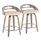Cassis - Mid Century Modern Fixed Height Counter Stool With Swivel With Round Footrest (Set of 2) - Furniture Home Direct