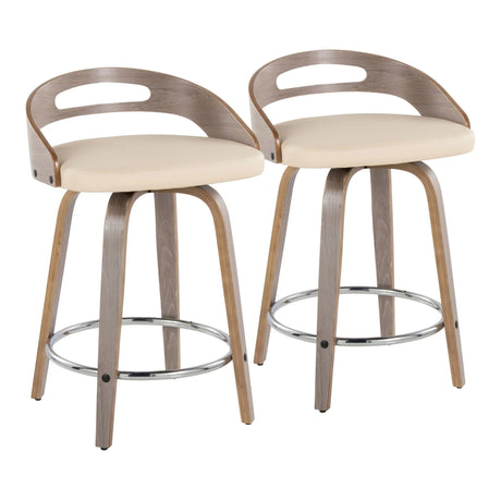 Cassis - Mid Century Modern Fixed Height Counter Stool With Swivel With Round Footrest (Set of 2) - Furniture Home Direct