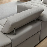 Genuine Leather Power Reclining Sectional - Light Gray - Furniture Home Direct