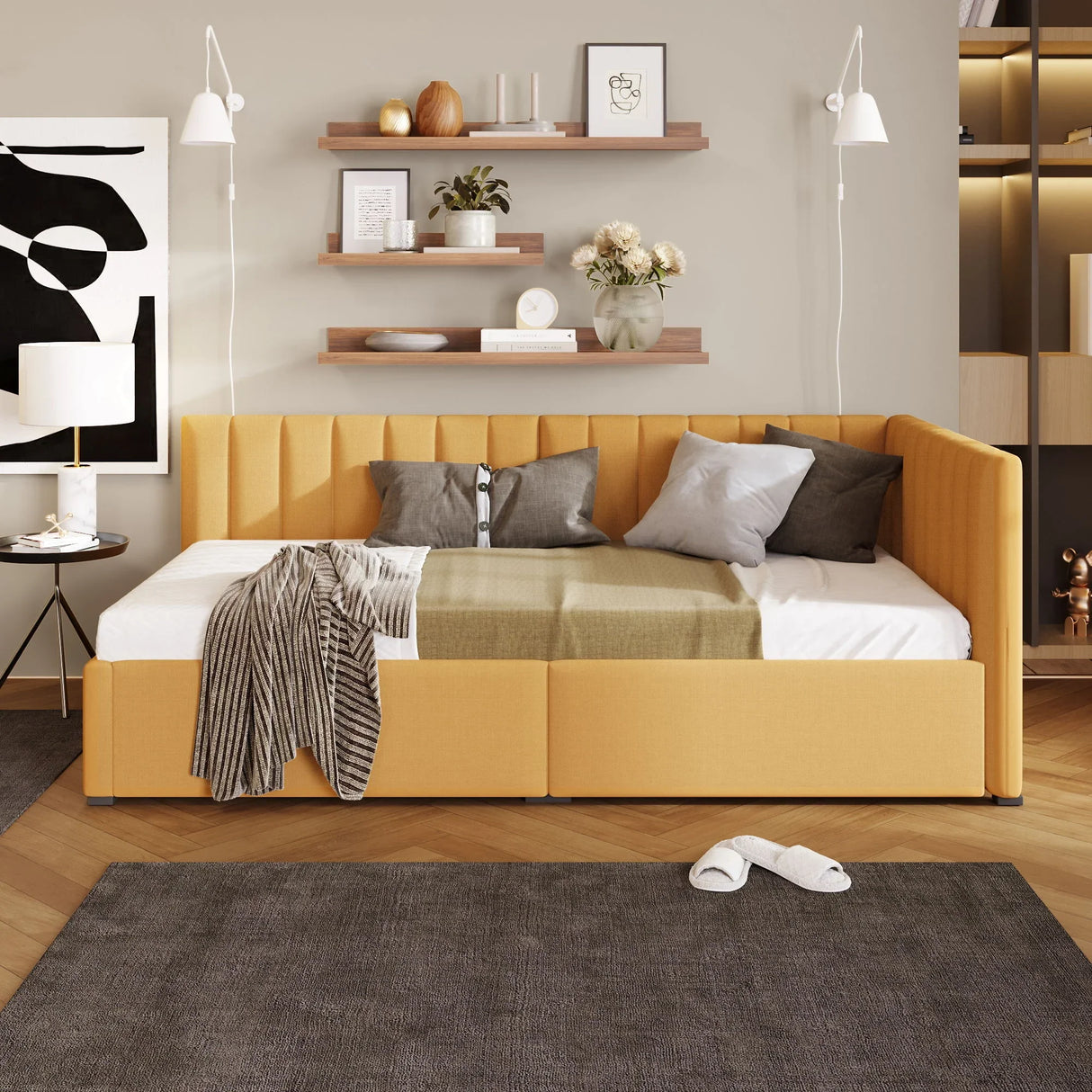 Upholstered Daybed, Sofa Bed Frame, No Box Spring Needed - Furniture Home Direct