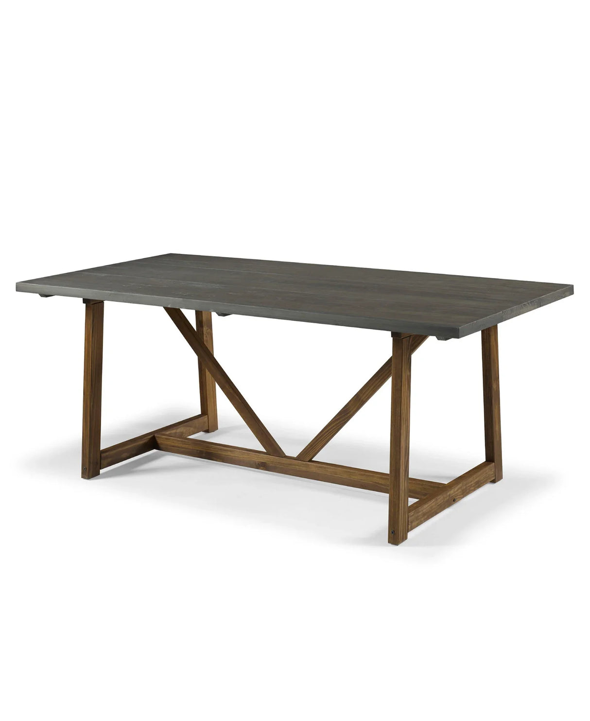 Modern Farmhouse Solid Wood V Frame Trestle Dining Table - Gray / Brown - Furniture Home Direct