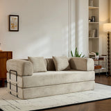 Convertible Sleeper Sofa Bed With Cylindrical Pillow, With Fixed Shape Frame - Furniture Home Direct