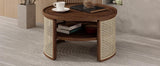 2-Tiered Round Walnut Wood Coffee Table - Furniture Home Direct
