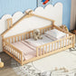 House-Shaped Bedside Floor Bed With Guardrails, Slats, Without Door - Furniture Home Direct