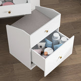 Vanity Desk With Mirror Small Compact Modern Style White - Furniture Home Direct