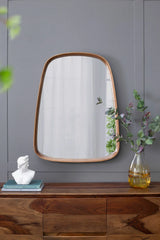 Irrgeular Mirror With Wood Frame, Wall Mirror For Living Room Bathroom Entryway - Brown - Furniture Home Direct