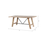 Rustic Dining Table With Metal Support - Natural - Furniture Home Direct