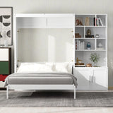 Full Size Murphy Bed With Multiple Storage Shelves - White - Furniture Home Direct