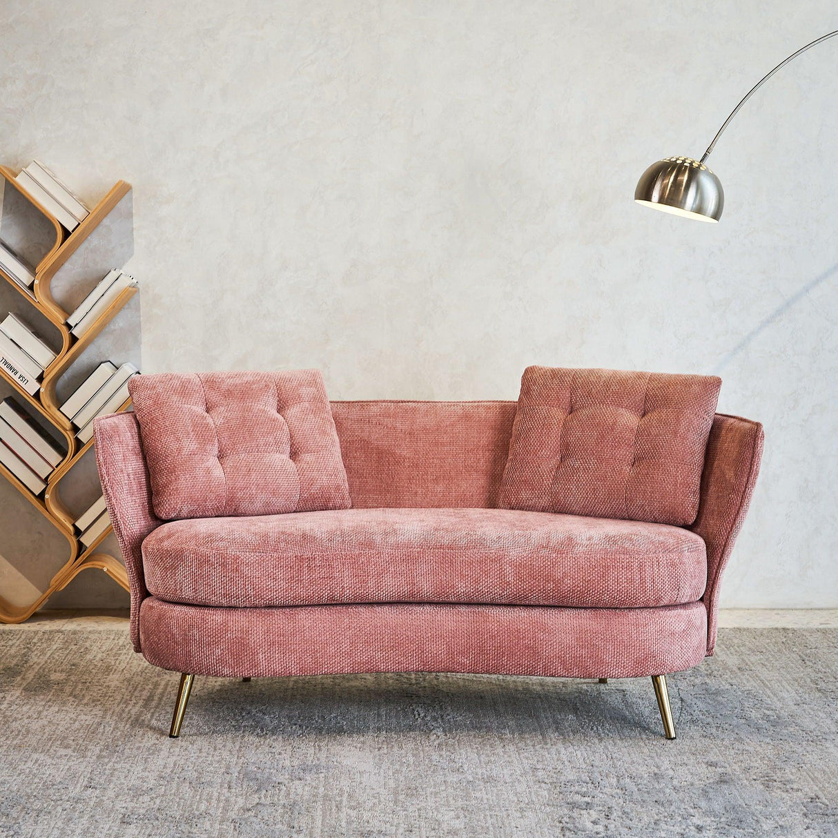 Loveseat Sofa, Upholstered Couch With Metal Legs - Furniture Home Direct
