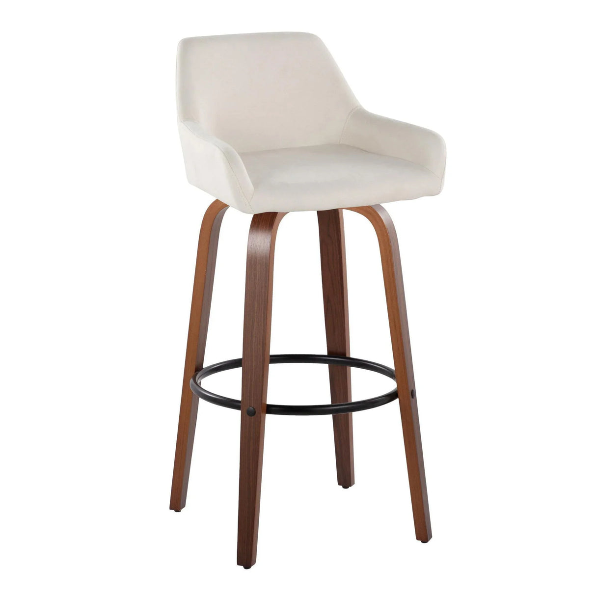Daniella - Contemporary Fixed Height, Barstool & Swivel And Round Footrest (Set of 2) - Furniture Home Direct