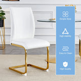 Dining Chairs Gold Frame Upholstered Set of 4 White - Furniture Home Direct
