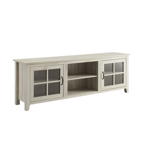 Modern Farmhouse 2 Door Glass Windowpane 70" TV Stand For 80" TVs - Furniture Home Direct