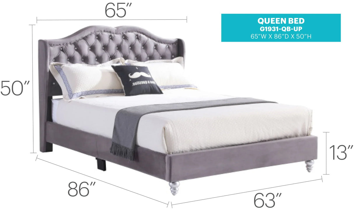 Upholstered Velvet Bed Transitional - Furniture Home Direct