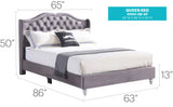 Upholstered Velvet Bed Transitional - Furniture Home Direct