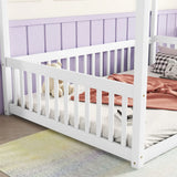 Canopy Frame Floor Bed With Fence, Guardrails - Furniture Home Direct
