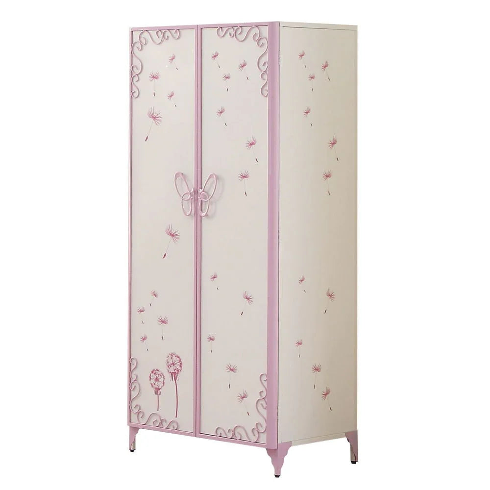 Priya II - Synthetic Leather Purple Wardrobe - Purple / White - Furniture Home Direct