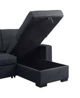 Lucas - Linen Sleeper Sectional Sofa With Reversible Storage Chaise - Dark Gray - Furniture Home Direct