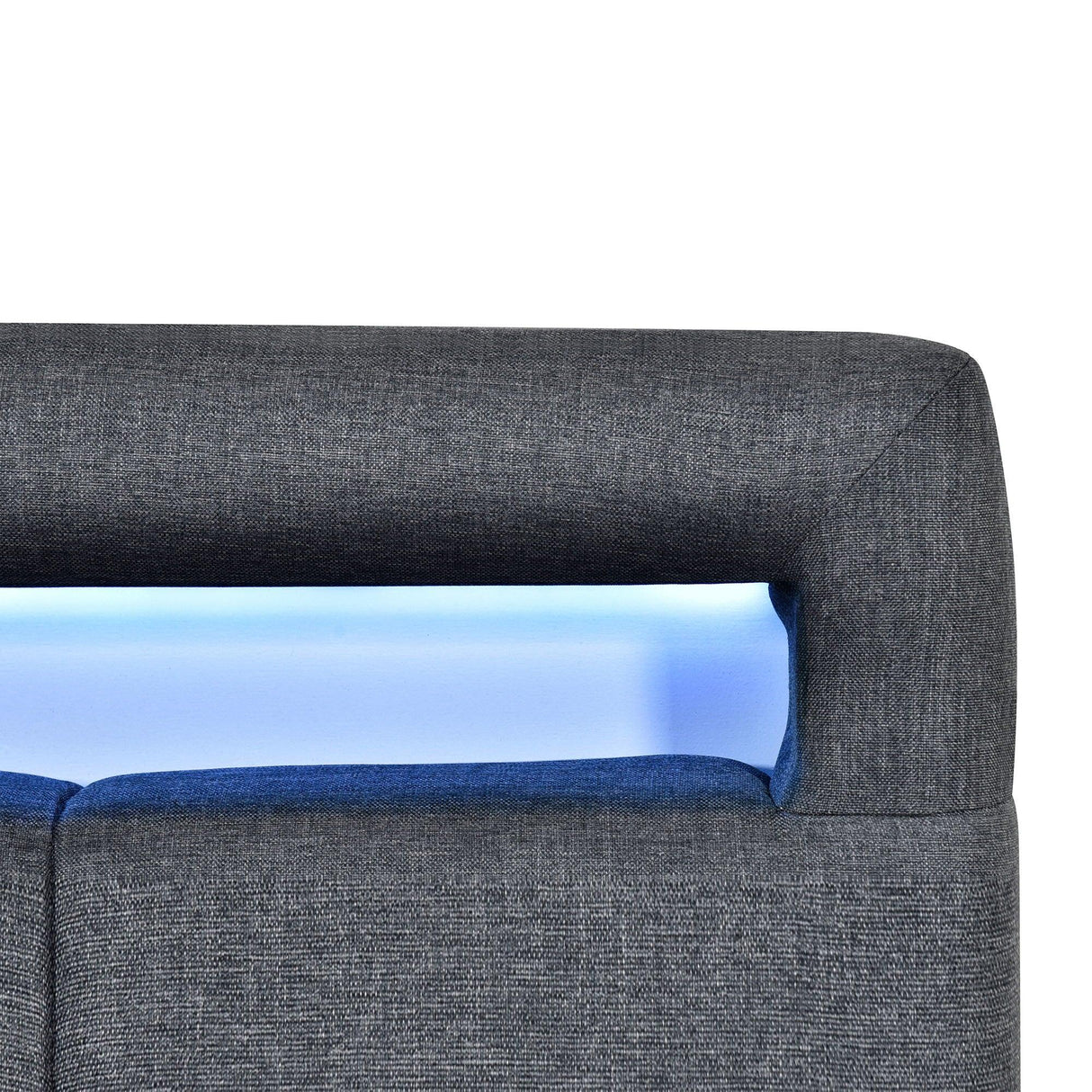 Upholstered Platform Bed With LED Frame, With Trundle And 2 Drawers - Furniture Home Direct