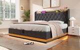 King Bed LED 360 Surround Lighting Storage USB Type C Gray - Furniture Home Direct