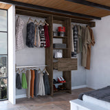 Closet System With Rods Shelves Drawer Modern Dark Walnut - Furniture Home Direct