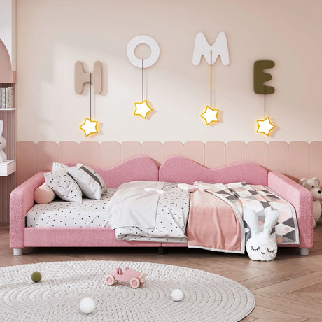 Upholstered Daybed, Sherpa Fabric Sofabed With Cloud-Shaped Backrest - Furniture Home Direct