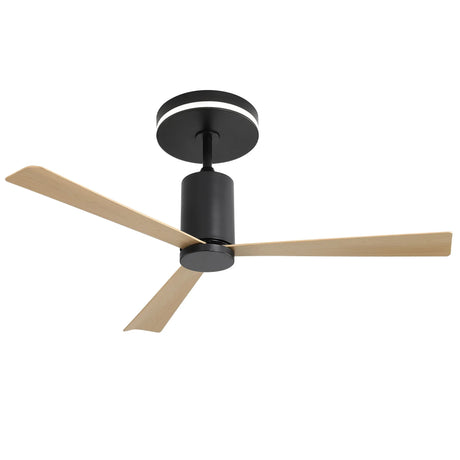 Modern Flush Mount Ceiling Fan With Led Light And Remote Control, 3 ABS Blades Noiseless Reversible Dc Motor For Patio Living Room - Matte Black - Furniture Home Direct