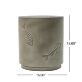 End Table With Fish Pattern Design Magnesium Oxide Gray - Furniture Home Direct