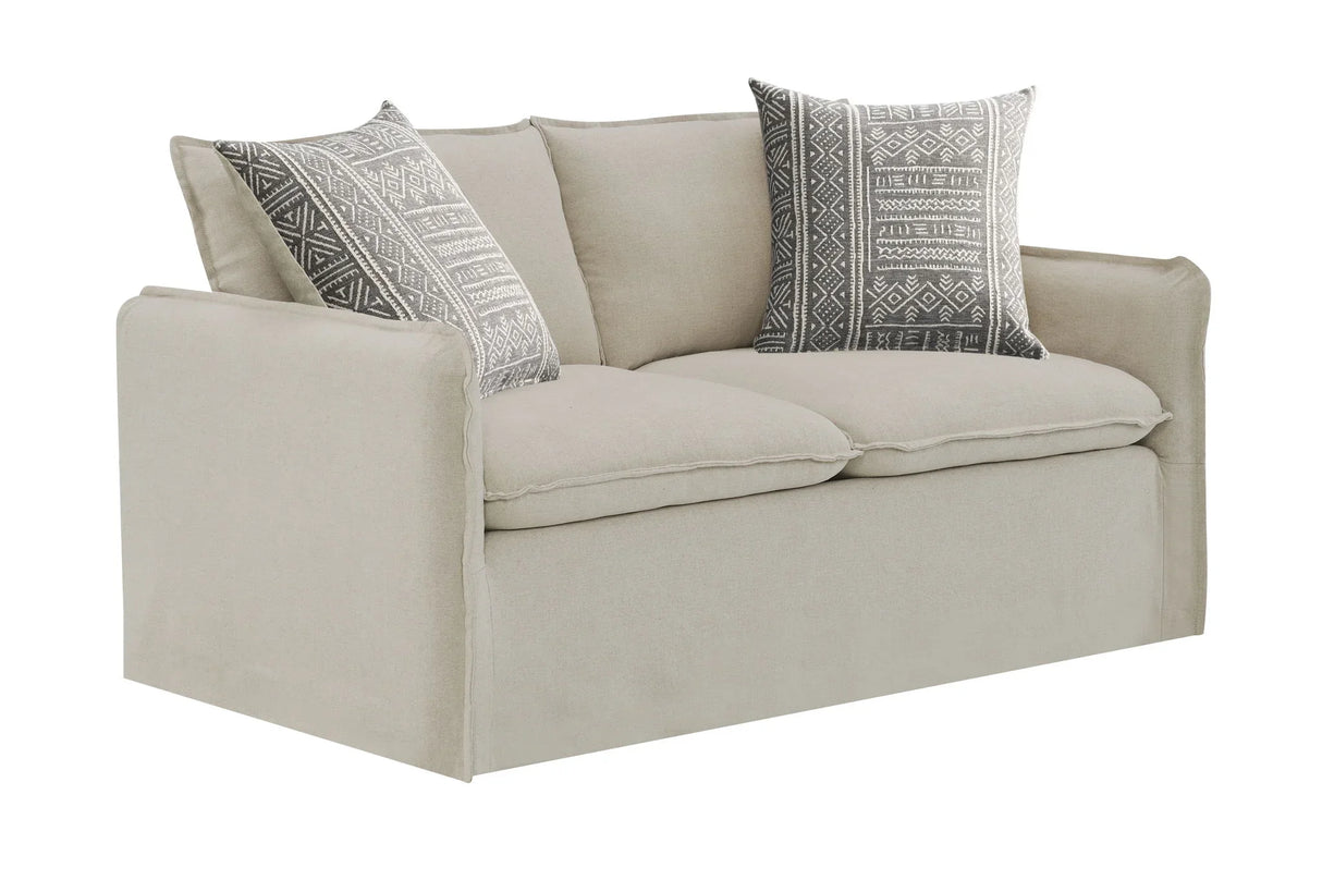 Upendo - Pattern Fabric 3 Pieces Living Room Set - Beige Yakety Yak Sand - Furniture Home Direct