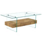 Modern 2 Tier Square Coffee Table, Elegant Marble Pattern - Furniture Home Direct
