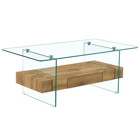 Modern 2 Tier Square Coffee Table, Elegant Marble Pattern - Furniture Home Direct