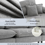 Sectional Sofa Cloud Chenille L Shape With Ottoman Gray - Furniture Home Direct