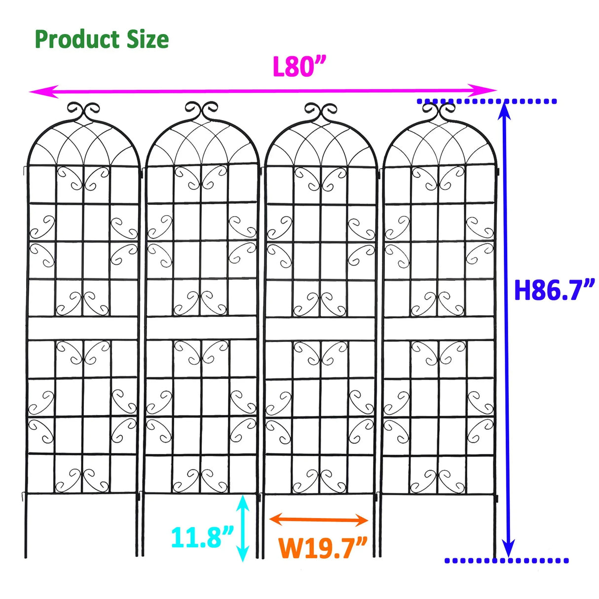 Metal Garden Rustproof Trellis For Climbing Plants Outdoor Flower Support - Furniture Home Direct