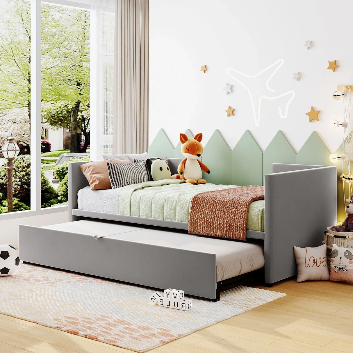Twin Size Upholstered Daybed With Pop Up Trundle - Furniture Home Direct