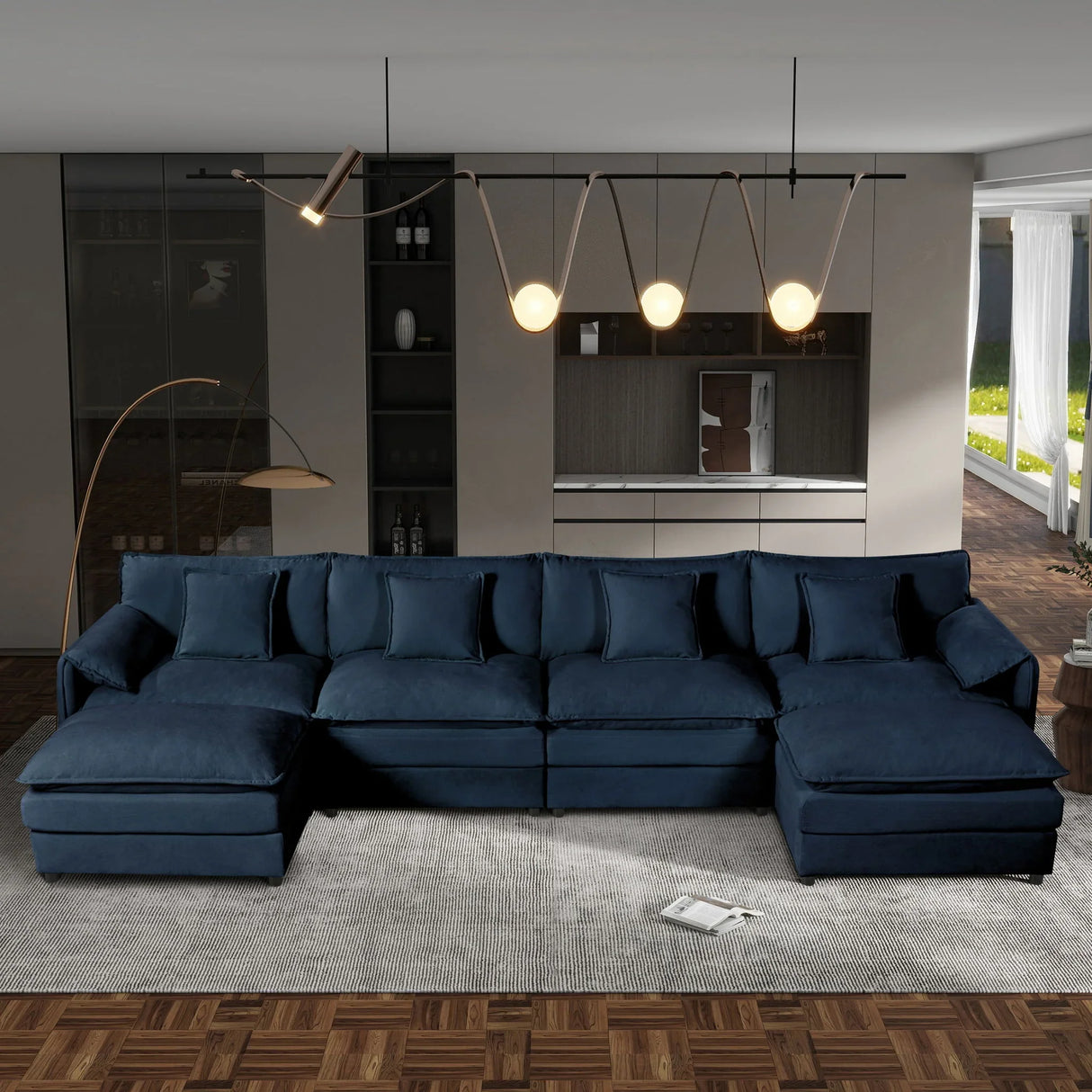 Modern Comfy Deep Seat Modular Sectional Sofa Cloud Couch With Ottoman - Furniture Home Direct