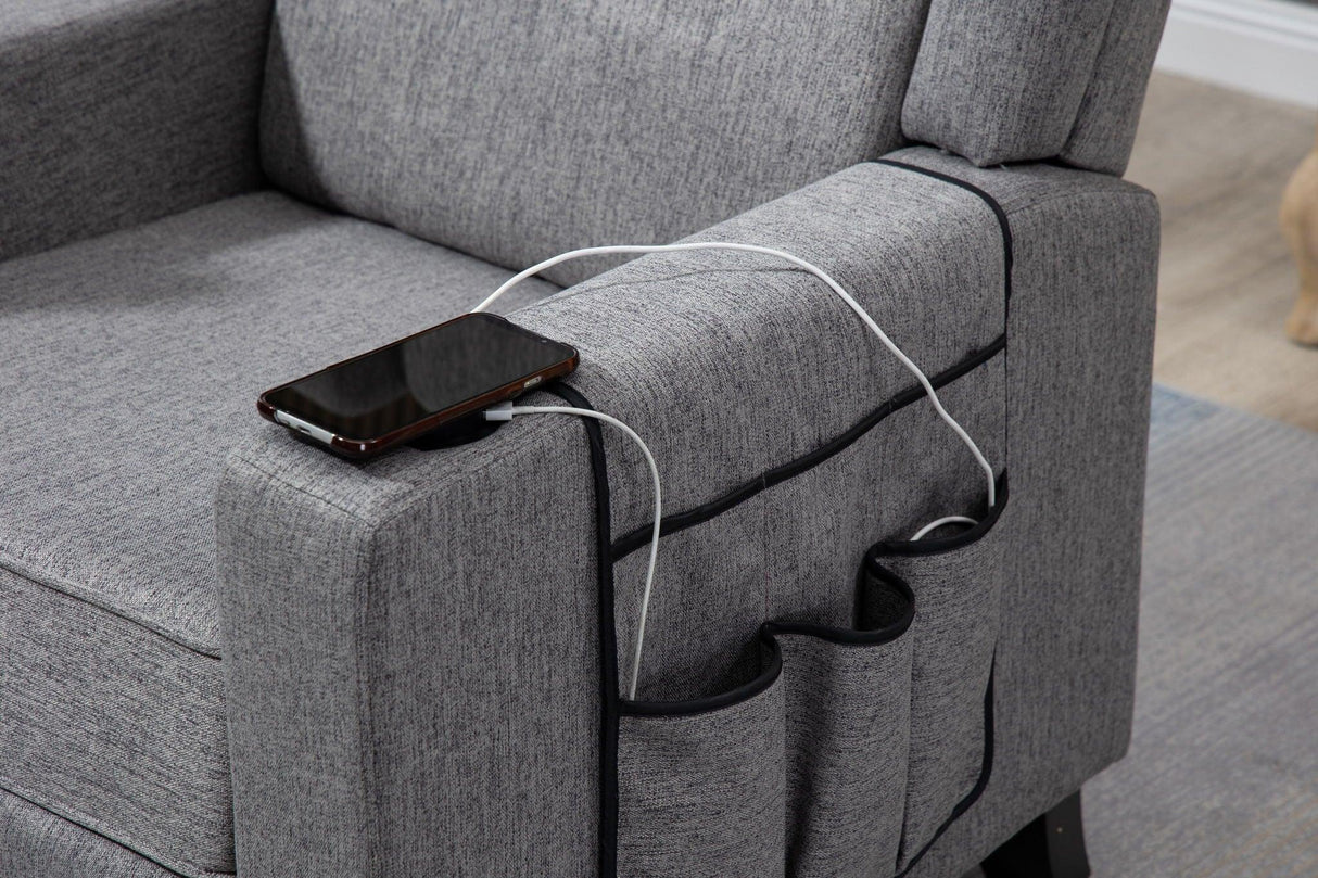 Arm Pushing Recliner Chair, Modern Button Tufted Wingback Push Back Recliner Chair, Living Room Chair Fabric Pushback Manual Single Reclining Sofa Home Theater Seating For Bedroom - Furniture Home Direct