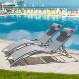 Outdoor Chaise Lounge Set Aluminum Frame Weatherproof Gray - Furniture Home Direct